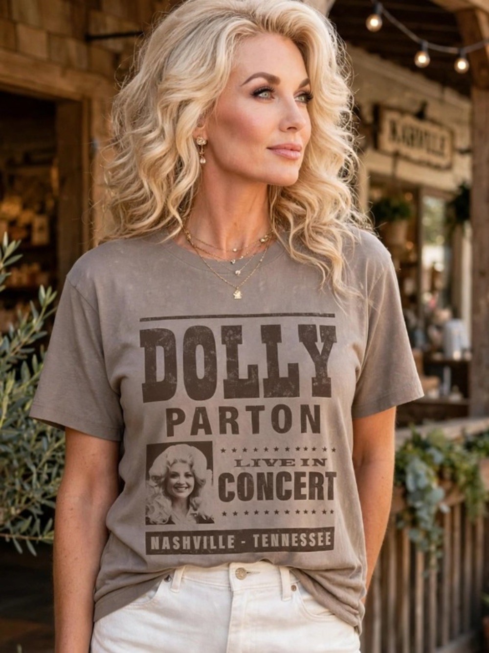 RIP  Dolly Parton Live In Concert Short Sleeve Tee - Beige